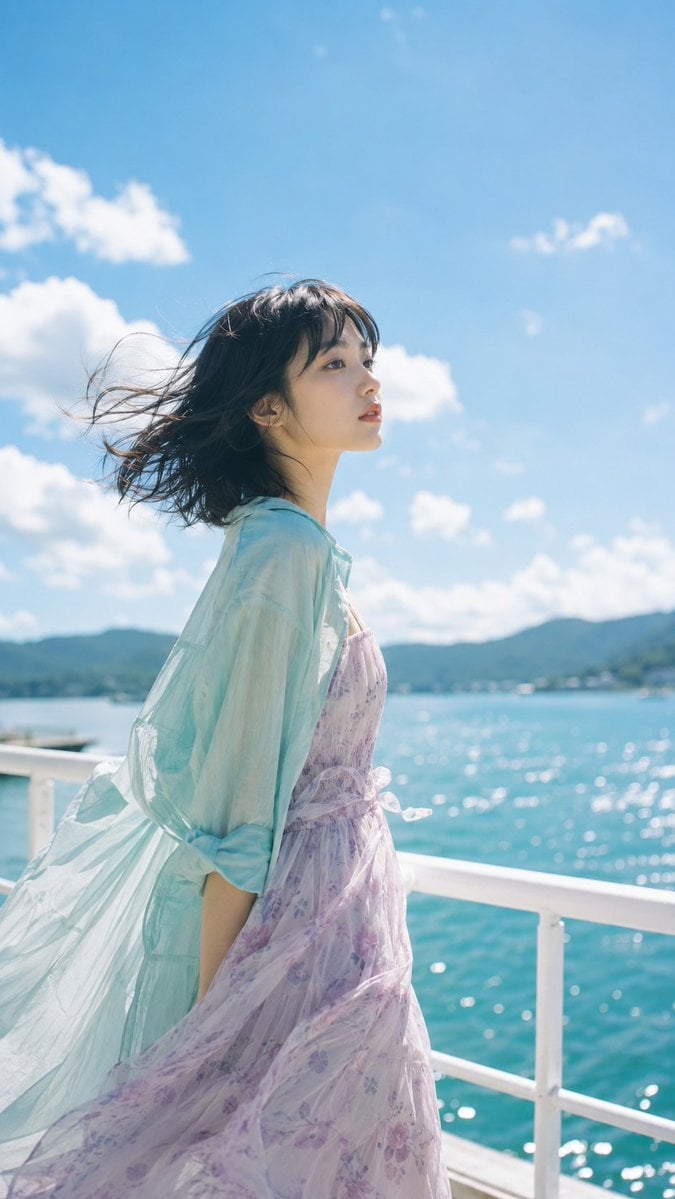 Create a vertical 9:16 photorealistic summer portrait of ...
