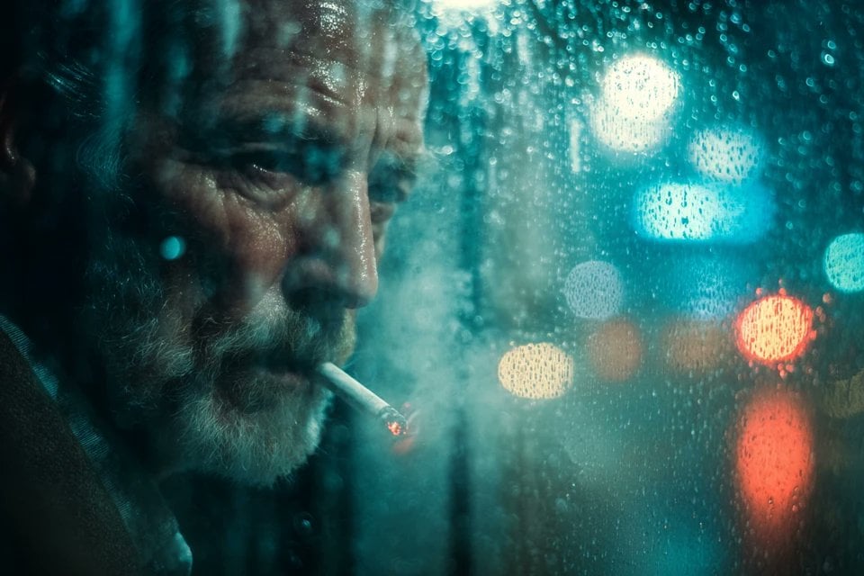 A photorealistic [Subject] seen through raindrop-covered ...