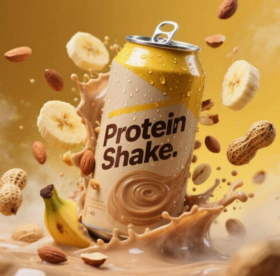 Hyper-realistic product advertisement of a protein shake ...