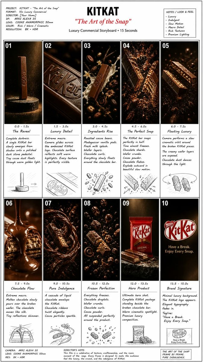 Create one professional commercial storyboard presentatio...