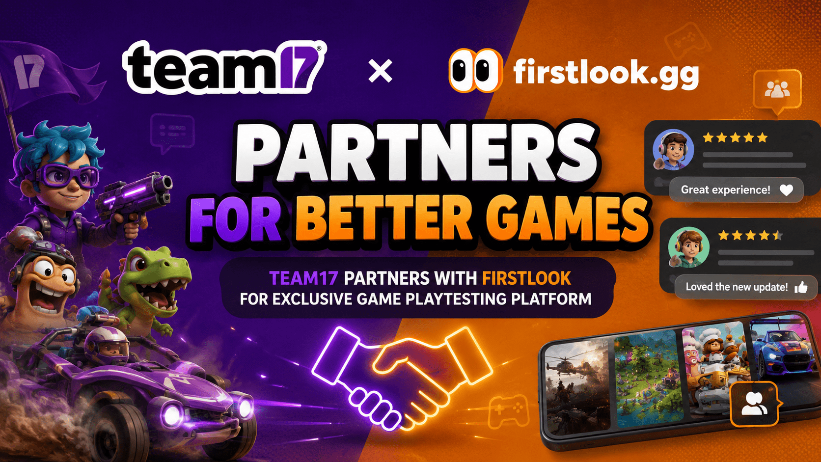 Team17与FirstLook合作，推出独家游戏测试平台