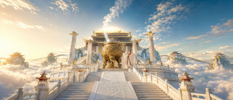 朝天香台万里云海东方天宫祭天大景