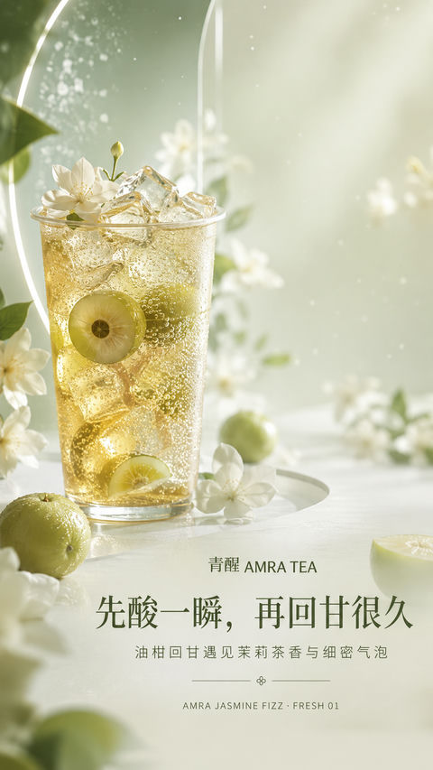 东方清冽美学：油柑茉莉气泡茶品牌开屏