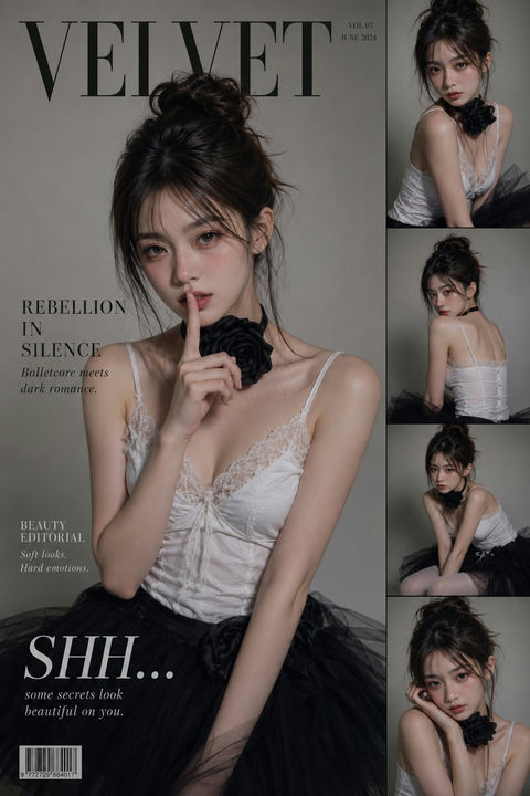 暗黑少女感芭蕾风时尚杂志封面人像