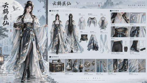 云鹤医仙：仙侠高定服饰全方位设定海报